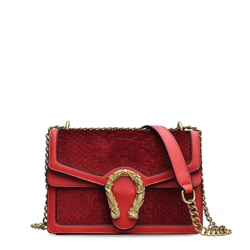 Luxe Crossbody Tas met Gouden Draaksluiting – Vegan Leer