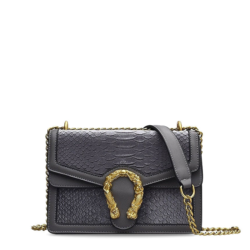 Luxe Crossbody Tas met Gouden Draaksluiting – Vegan Leer