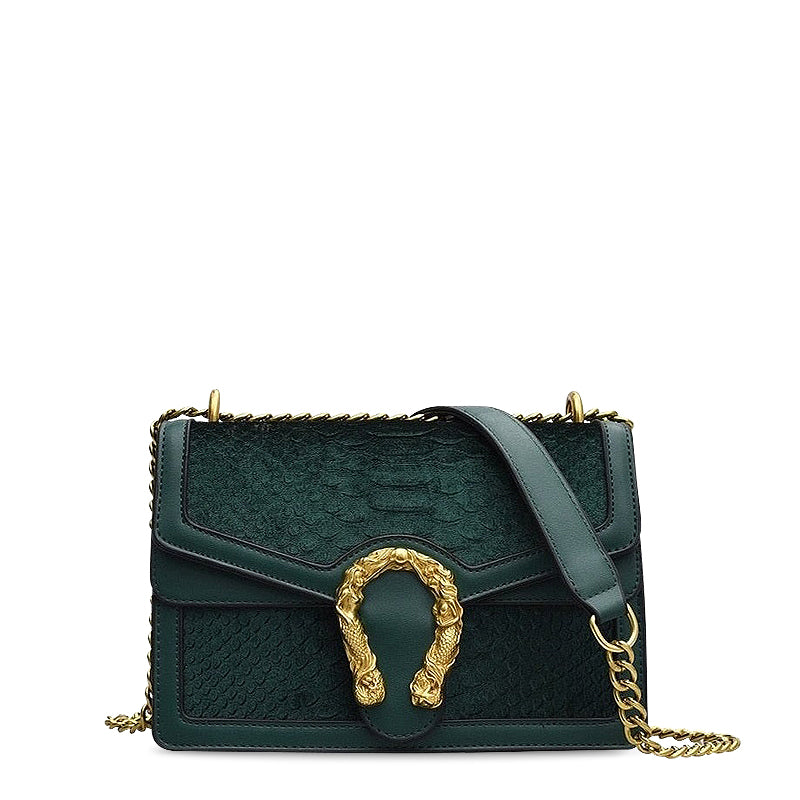 Luxe Crossbody Tas met Gouden Draaksluiting – Vegan Leer