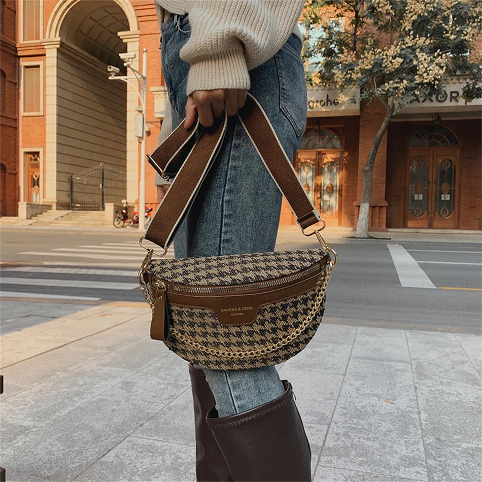 Pied-de-Poule Heuptas & Crossbody – Trendy Fanny Pack met Ruitpatroon – Chic & Praktisch