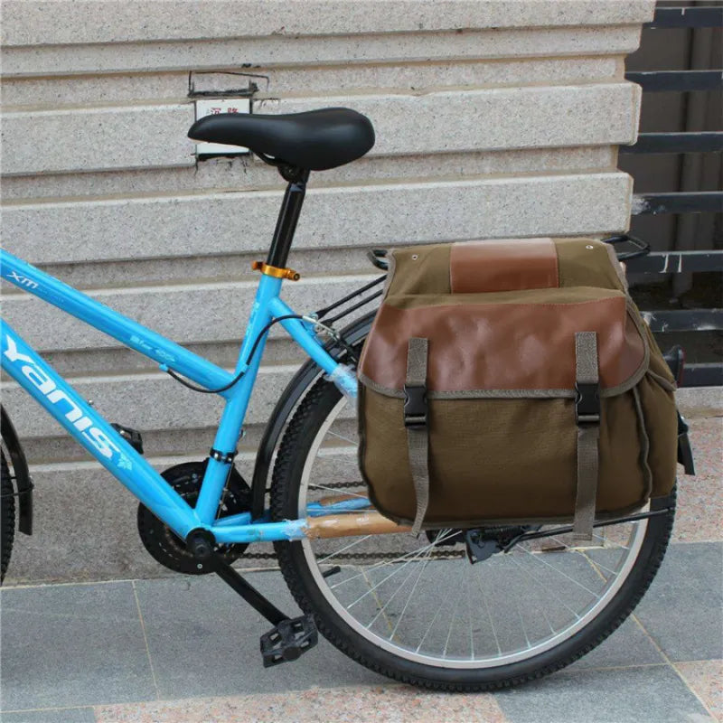 Waterdichte Fietstas van Canvas – Dubbele Zijtassen met Grote Opbergruimte