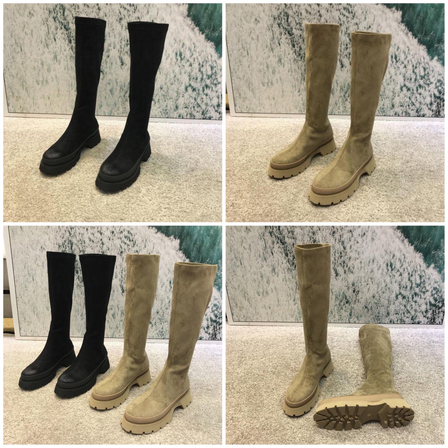 Dames Hoge Laarzen – Stretch Pasvorm & Chunky Zool