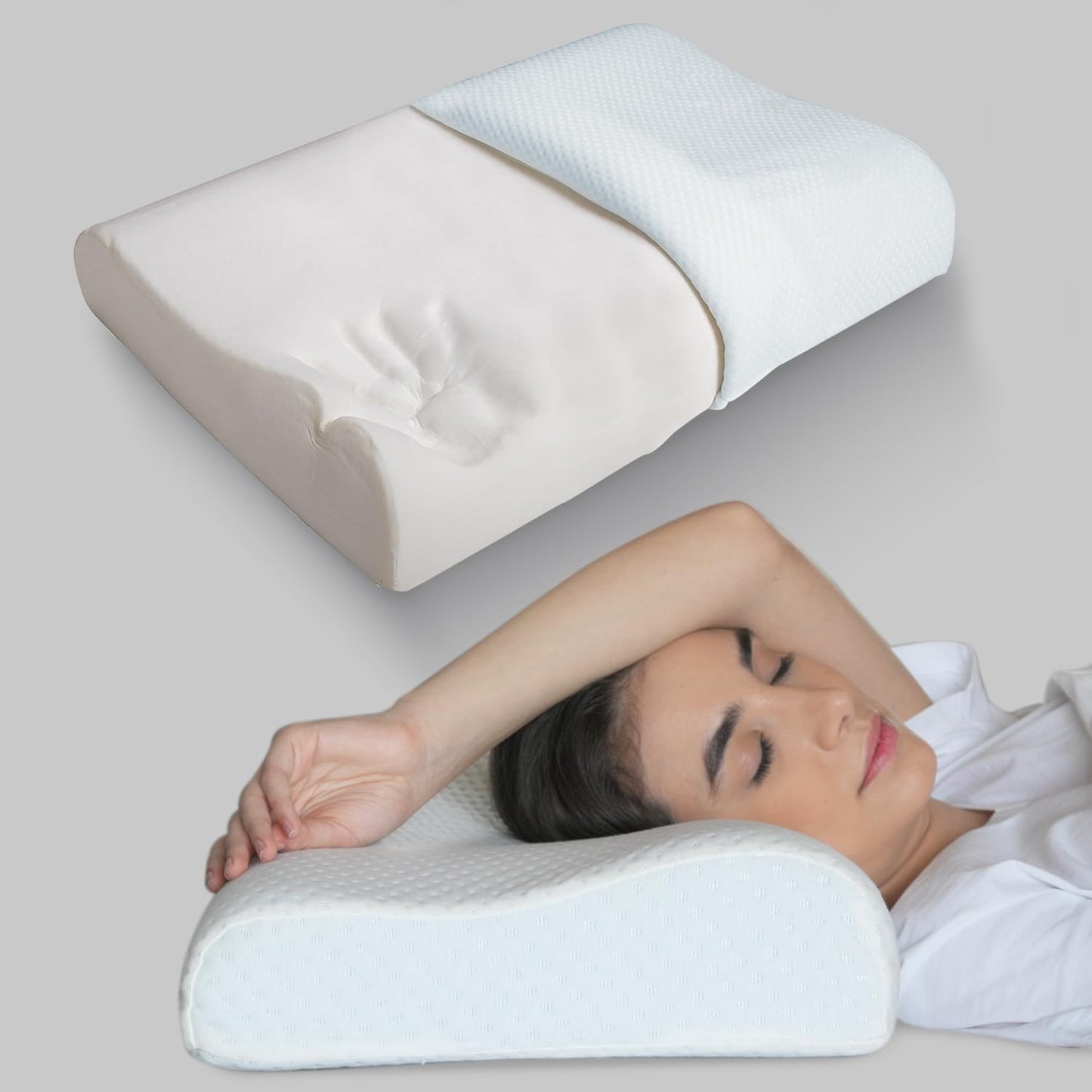 Ergonomisch Traagschuim Hoofdkussen – Neksteunkussen voor Rug-, Zij- en Buikslapers – 50x30 cm