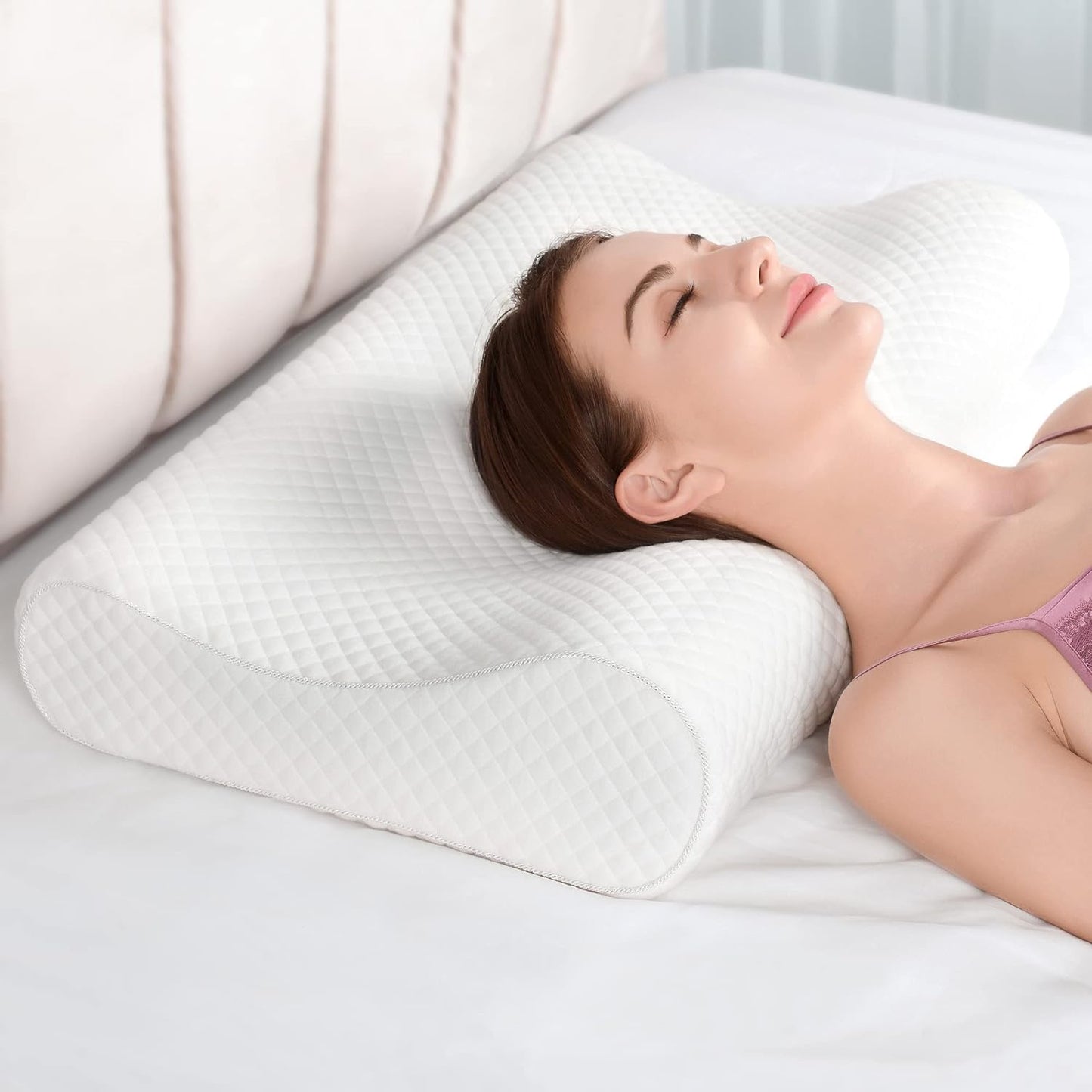 Ergonomisch Traagschuim Hoofdkussen – Neksteunkussen voor Rug-, Zij- en Buikslapers – 50x30 cm