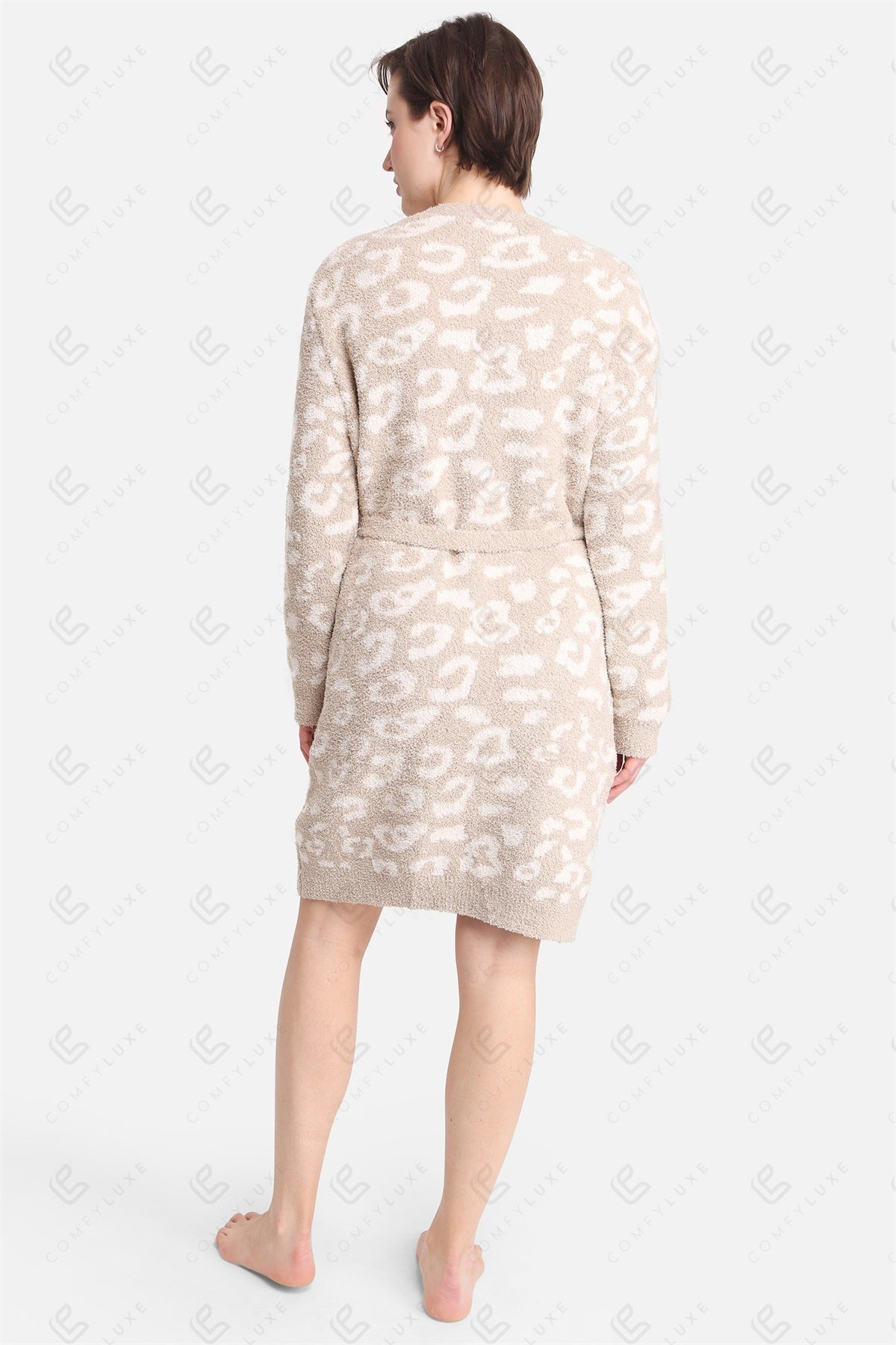 Luxe Leopard Print Badjas met Zakken & Tailleband – Zachte Microvezel Loungewear