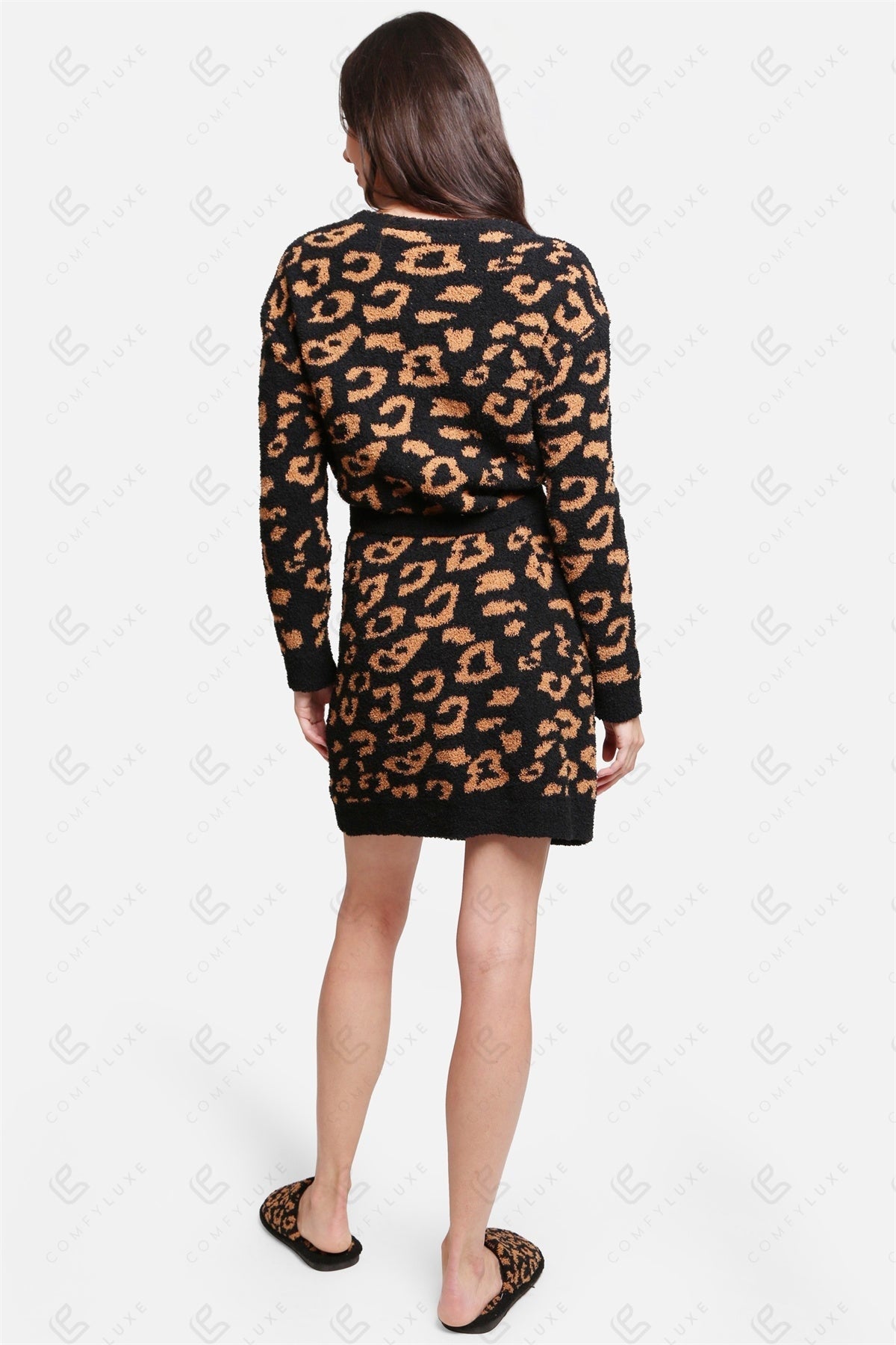 Luxe Leopard Print Badjas met Zakken & Tailleband – Zachte Microvezel Loungewear