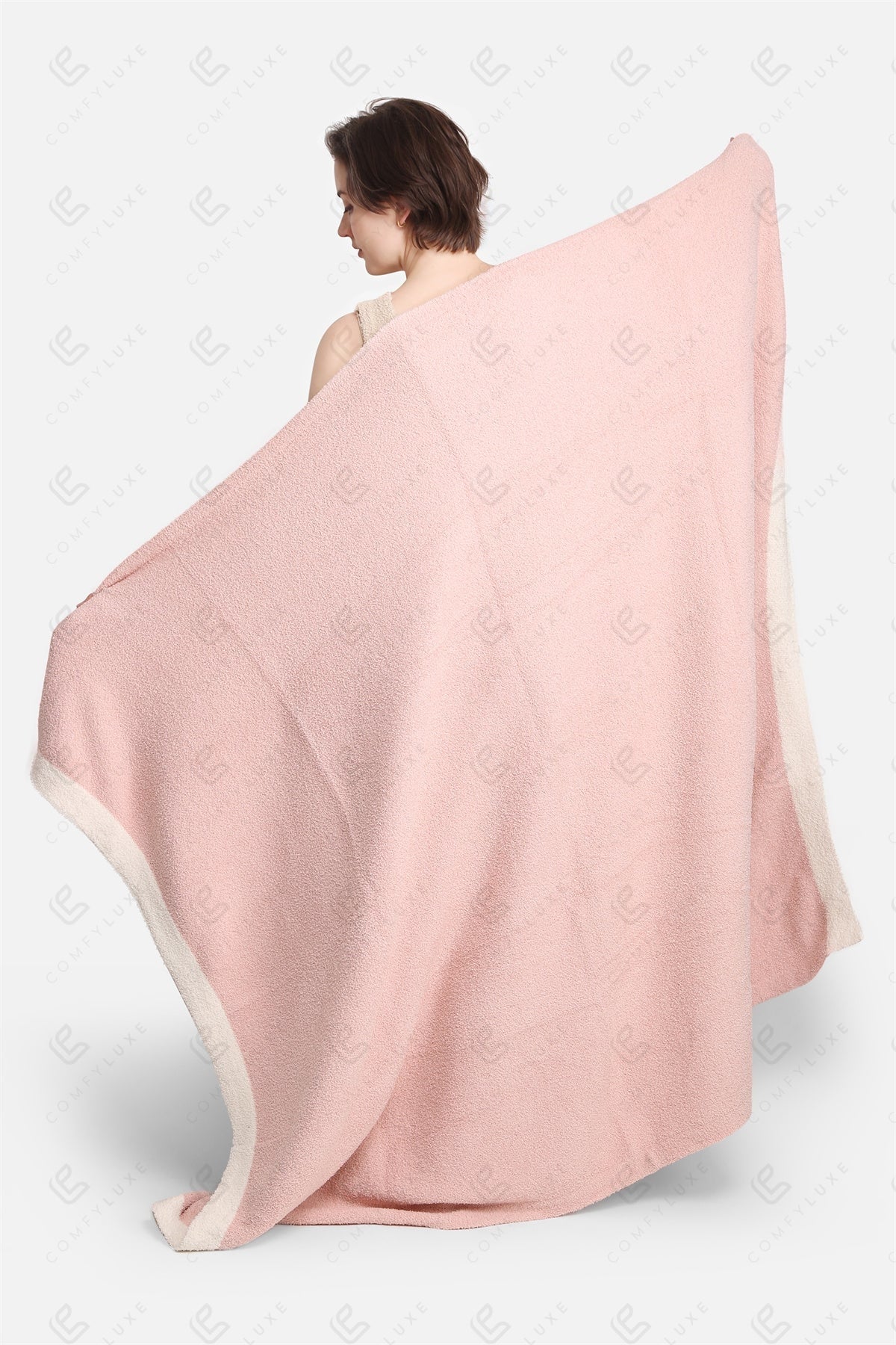 Luxe Fleece Deken 130x150cm | Zachte Woonplaid met Gekleurde Randen