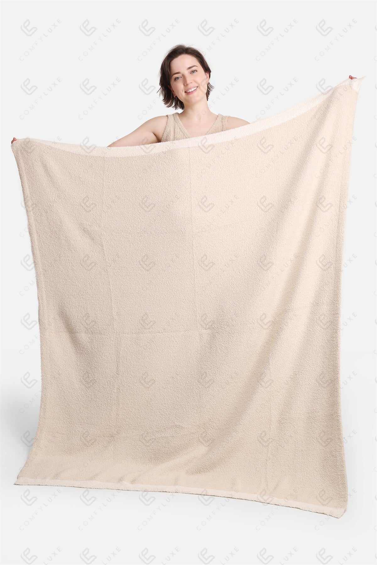 Luxe Fleece Deken 130x150cm | Zachte Woonplaid met Gekleurde Randen