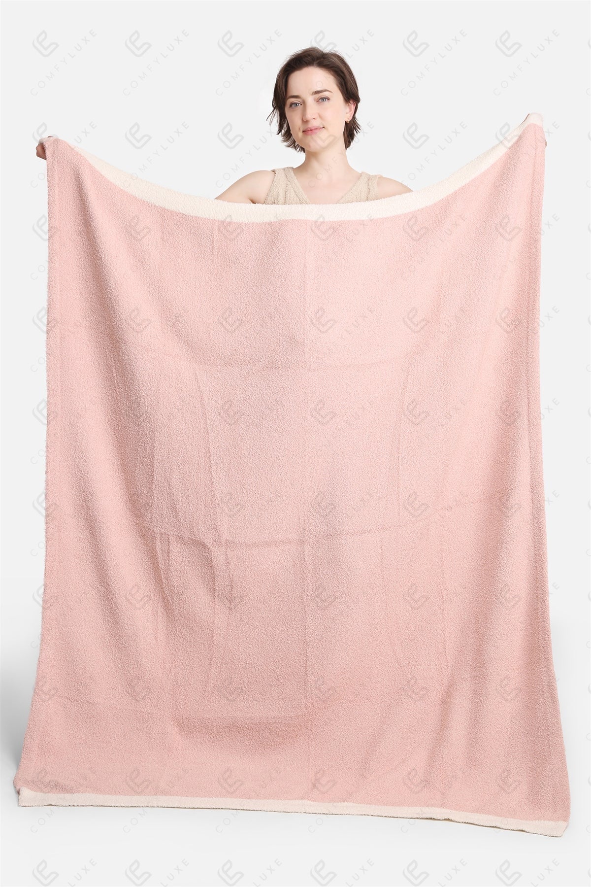 Luxe Fleece Deken 130x150cm | Zachte Woonplaid met Gekleurde Randen