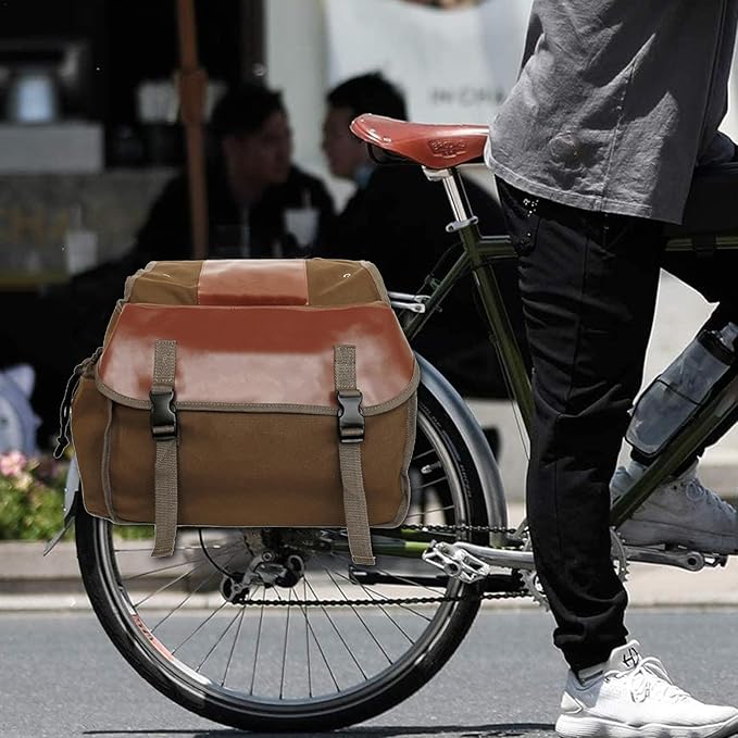 Waterdichte Fietstas van Canvas – Dubbele Zijtassen met Grote Opbergruimte