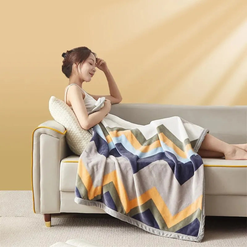Zachte Fleece Deken – Warme Plaid met Modern Patroon voor Bank & Bed