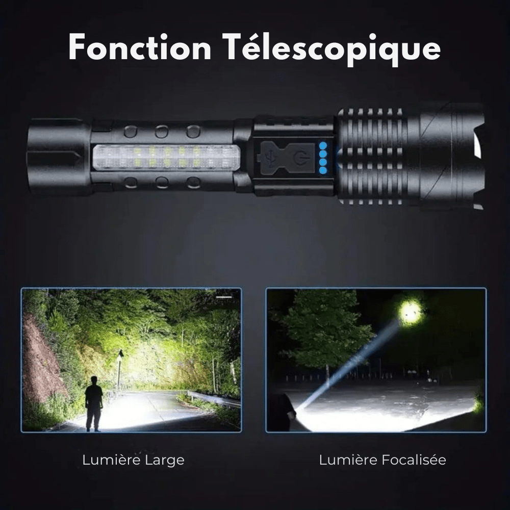 Tactische LED Zaklamp – Oplaadbaar, Waterdicht & 7 Lichtstanden