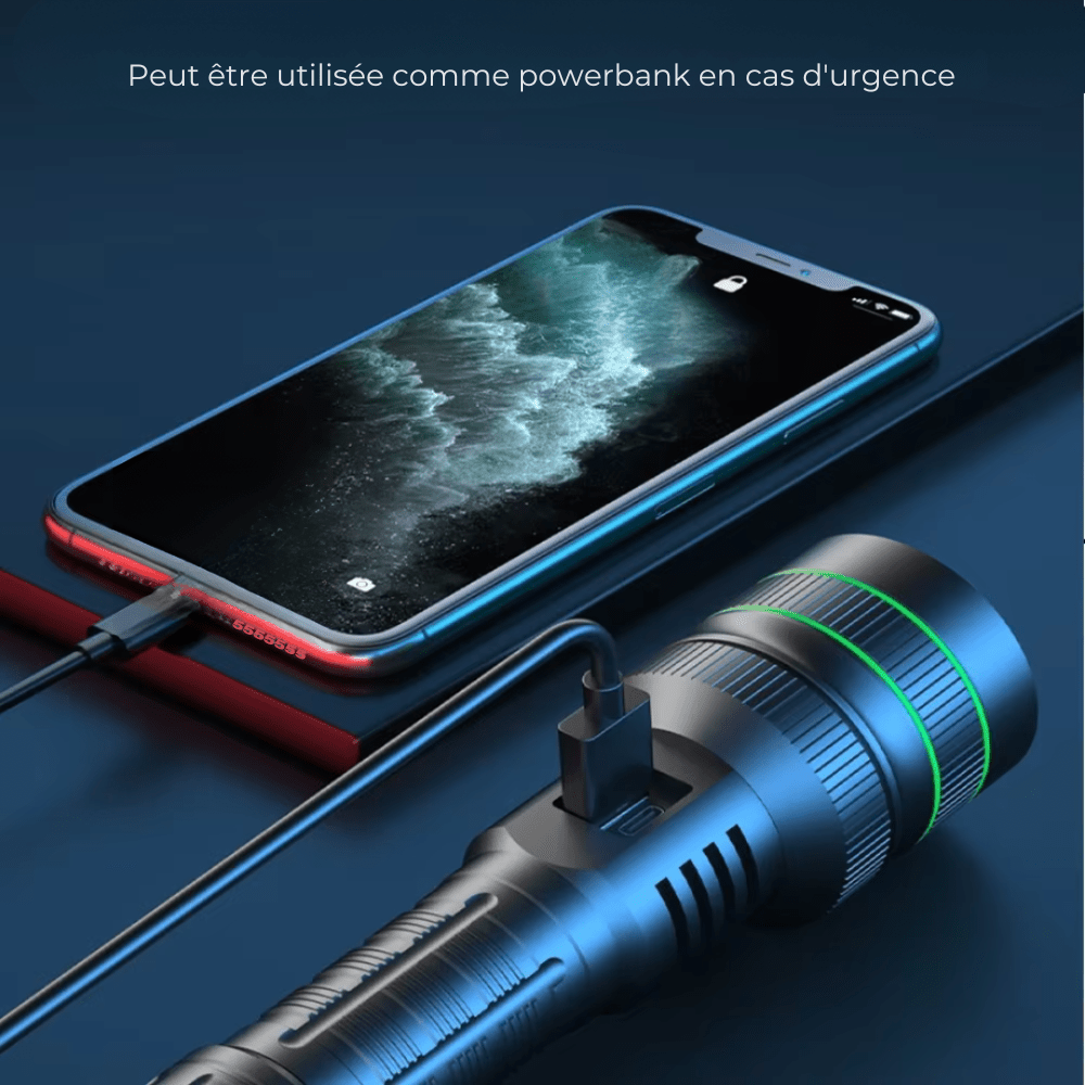 Oplaadbare LED Zaklamp met Display – Krachtige Tactische Zaklamp met Powerbankfunctie