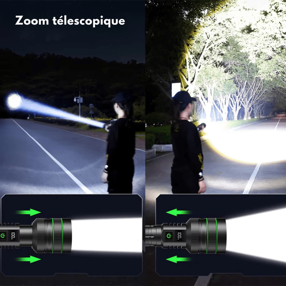 Oplaadbare LED Zaklamp met Display – Krachtige Tactische Zaklamp met Powerbankfunctie