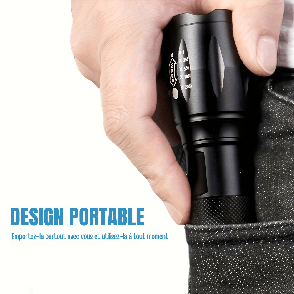 Tactische LED Zaklamp – Superhelder, Zoomfunctie & 5 Lichtmodi – Waterdicht en Compact