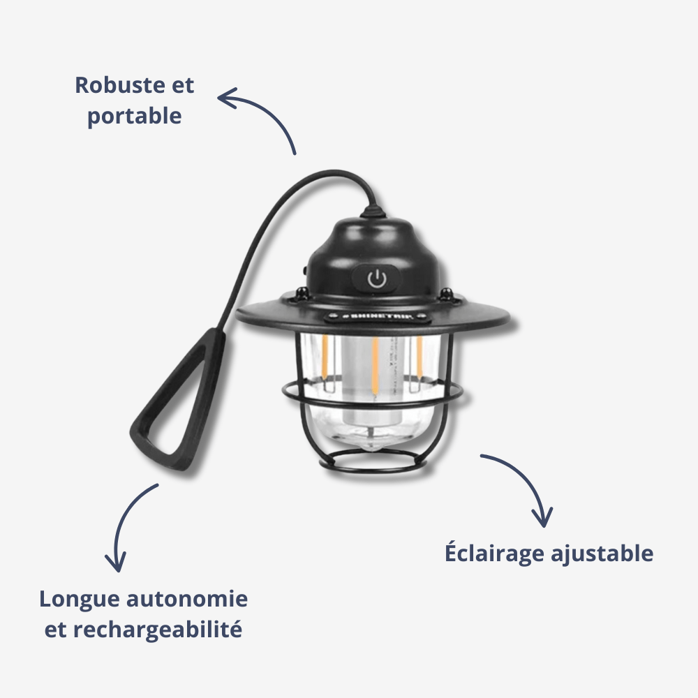 Retro Campinglamp – Oplaadbaar & Dimbaar – LED Outdoor Lantaarn