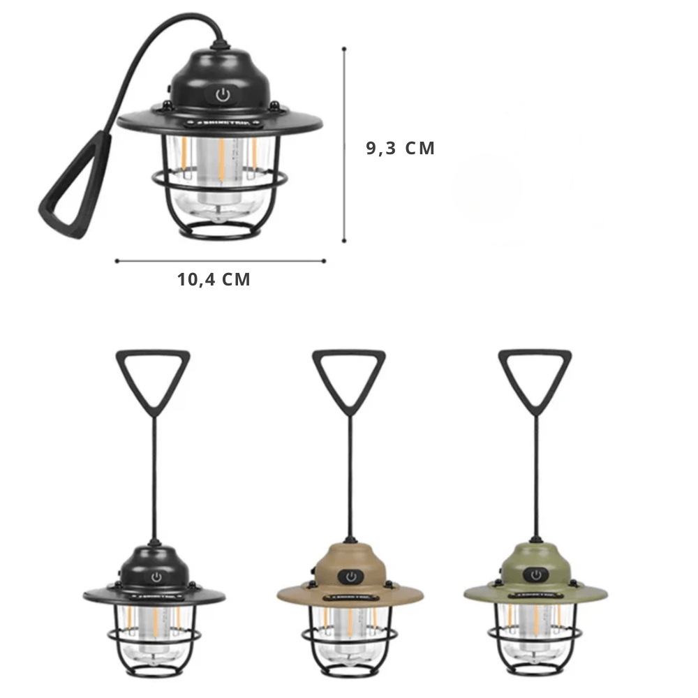 Retro Campinglamp – Oplaadbaar & Dimbaar – LED Outdoor Lantaarn