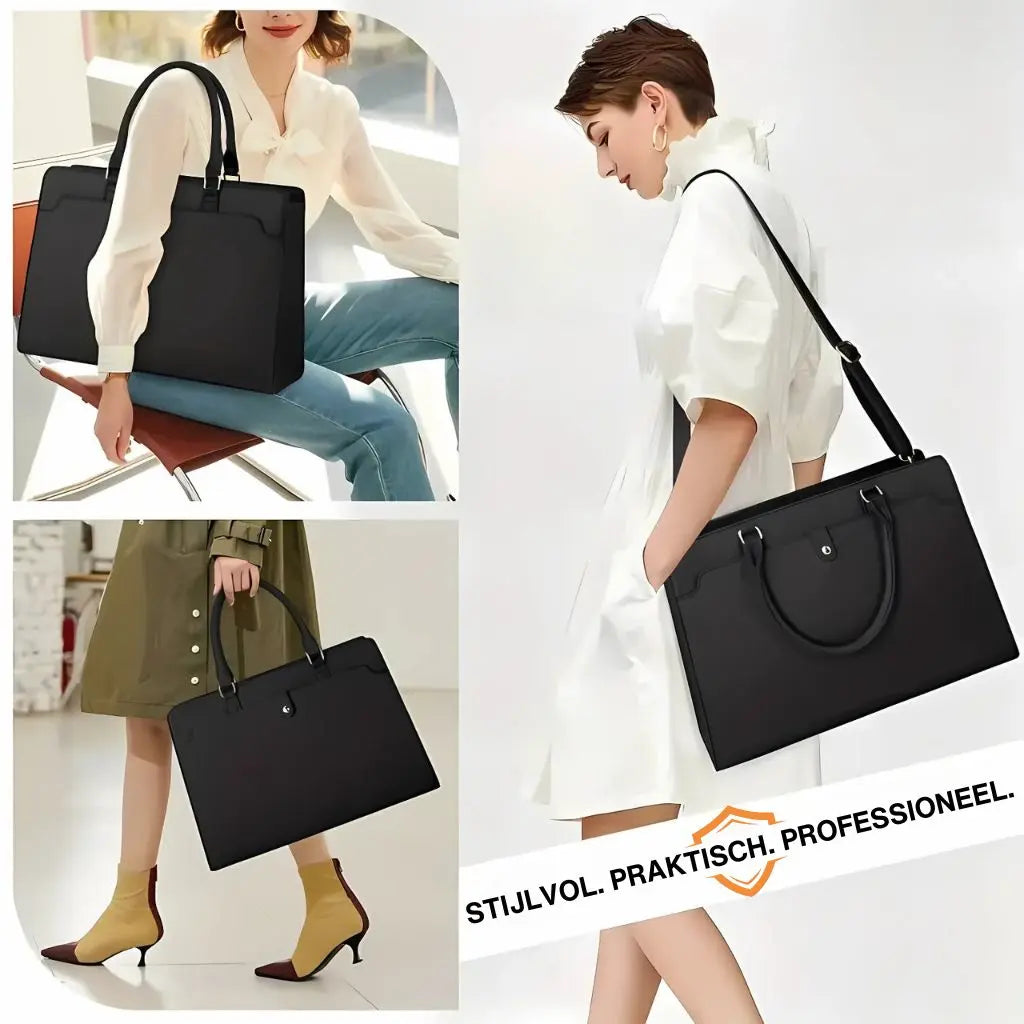 Laptoptas dames 15.6 inch zwart – Elegant, Zakelijk & Waterbestendig