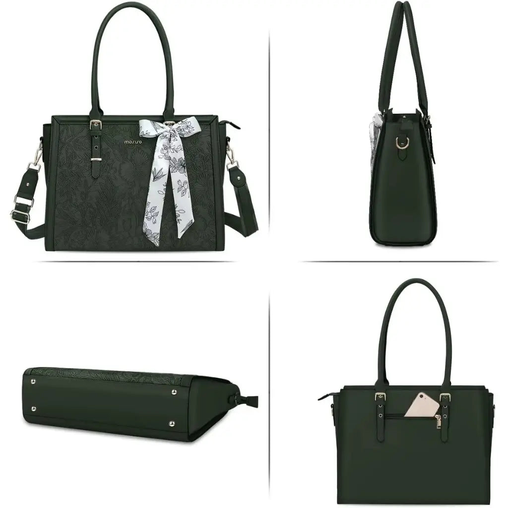 Laptoptas dames 15.6 inch groen – Elegant & waterafstotend