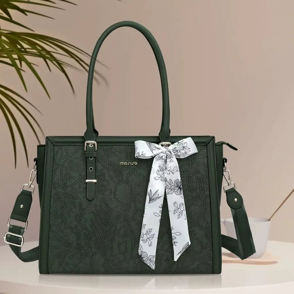 Laptoptas dames 15.6 inch groen – Elegant & waterafstotend
