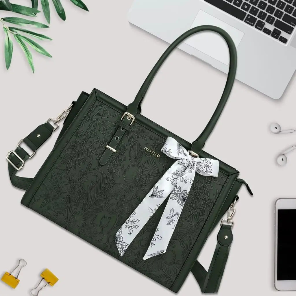Laptoptas dames 15.6 inch groen – Elegant & waterafstotend