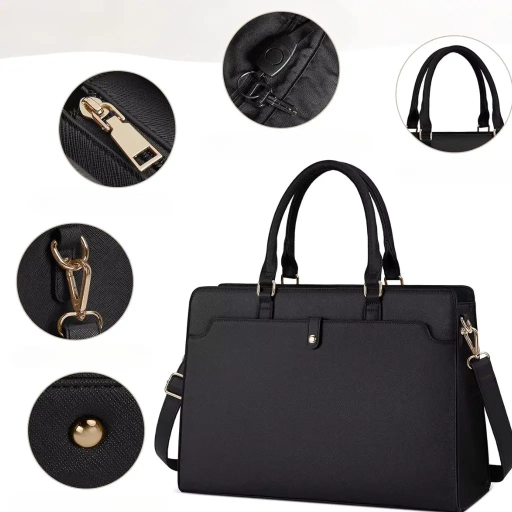 Laptoptas dames 15.6 inch zwart – Elegant, Zakelijk & Waterbestendig