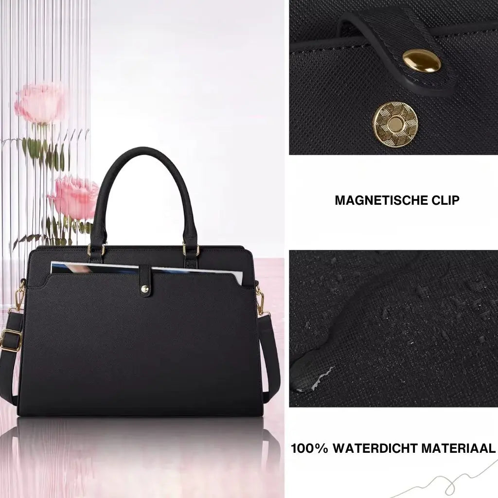Laptoptas dames 15.6 inch zwart – Elegant, Zakelijk & Waterbestendig