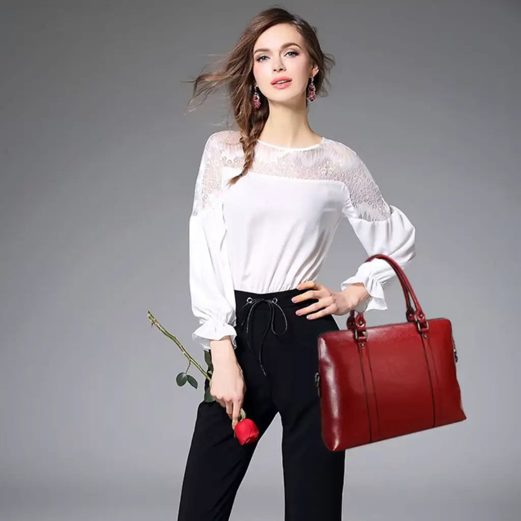 Leren laptoptas dames 14 inch rood – Stijlvol & praktisch