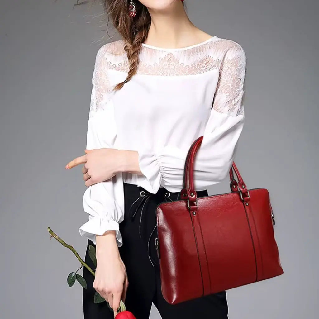Leren laptoptas dames 14 inch rood – Stijlvol & praktisch