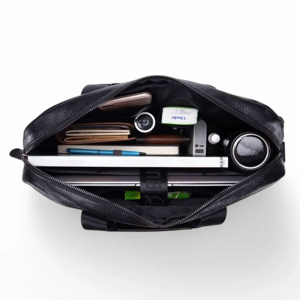 Leren laptoptas heren 16 inch zwart – Hoogwaardig leer & zakelijke uitstraling