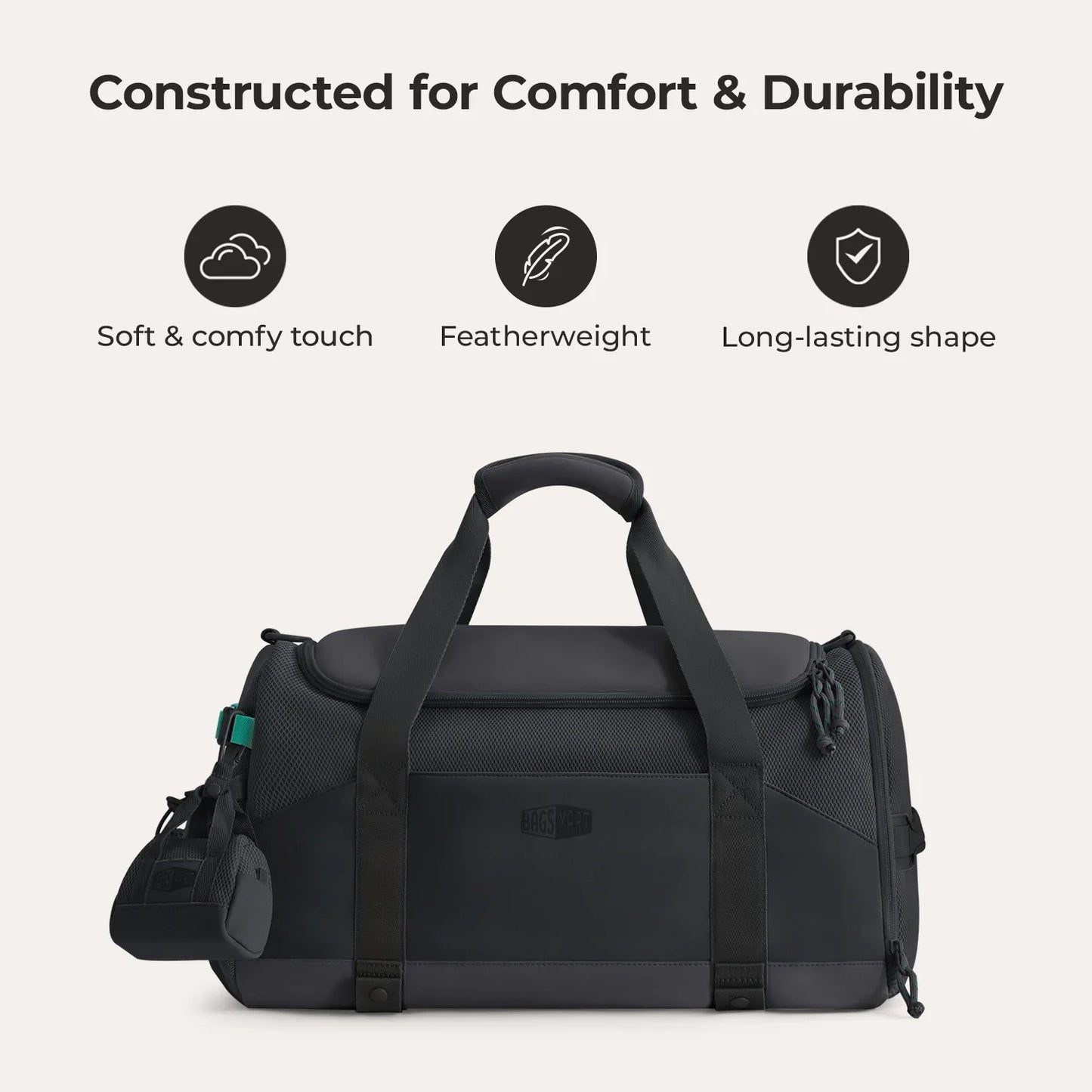 Beige Duffeltas 36L – Waterafstotende Sport- & Reistas met Schoenenvak en Meerdere Vakken voor Gym & Reizen