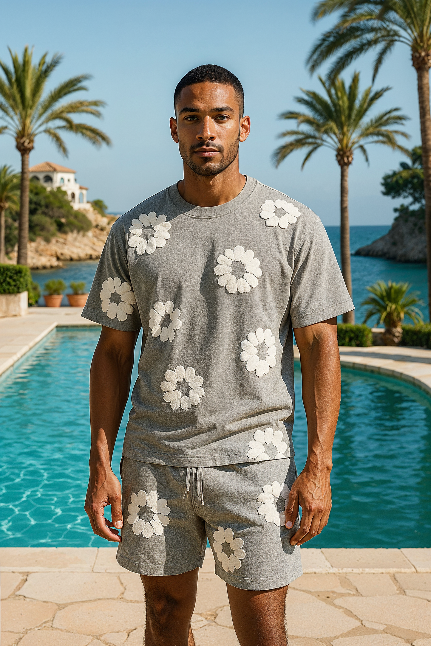 Katoenen Wreath Zomer T-Shirt en Shorts Set voor Heren en Dames