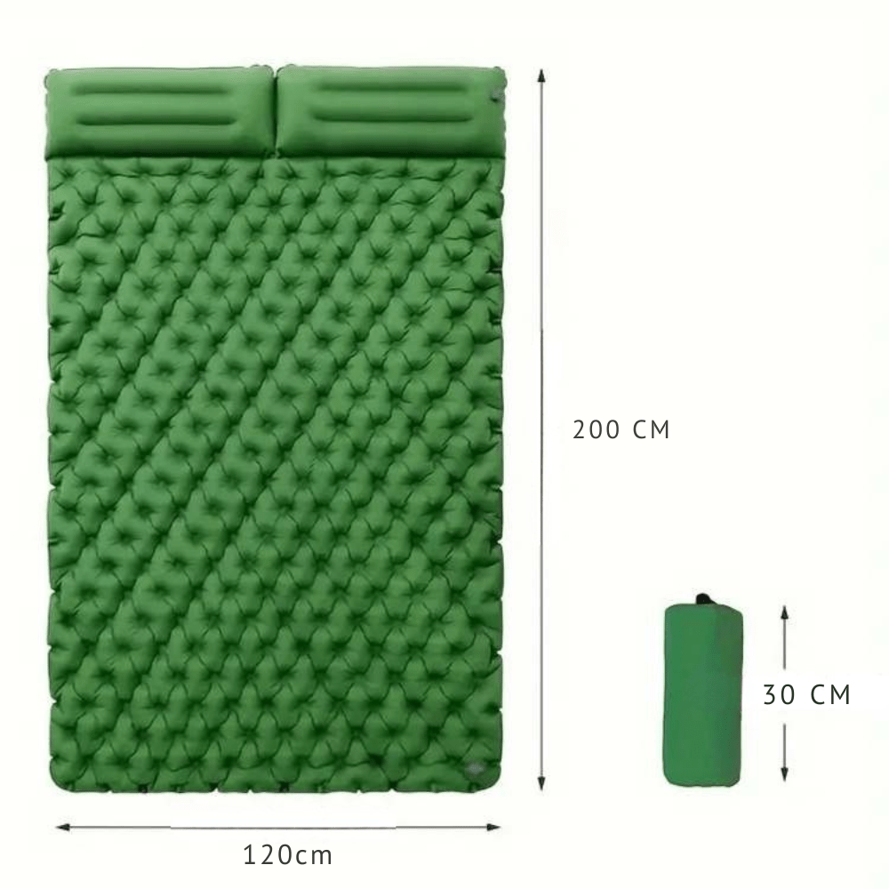 Opblaasbaar Dubbel Luchtbed met Kussen – Comfortabel & Draagbaar voor Outdoor