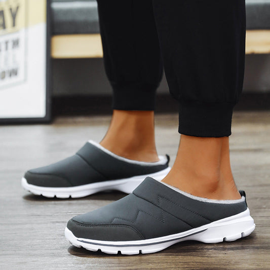Heren Instappers – Warme Comfort Pantoffels met Rubberen Zool in Grijs & Groen
