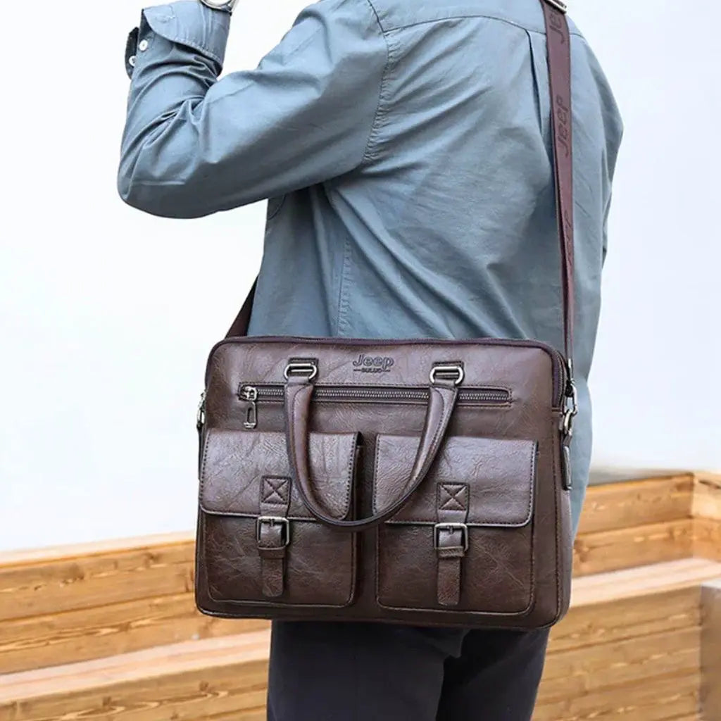 Luxe leren heren laptoptas 13 inch bruin – Tijdloos & praktisch