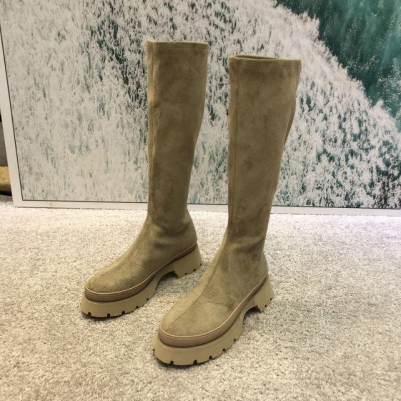 Dames Hoge Laarzen – Stretch Pasvorm & Chunky Zool
