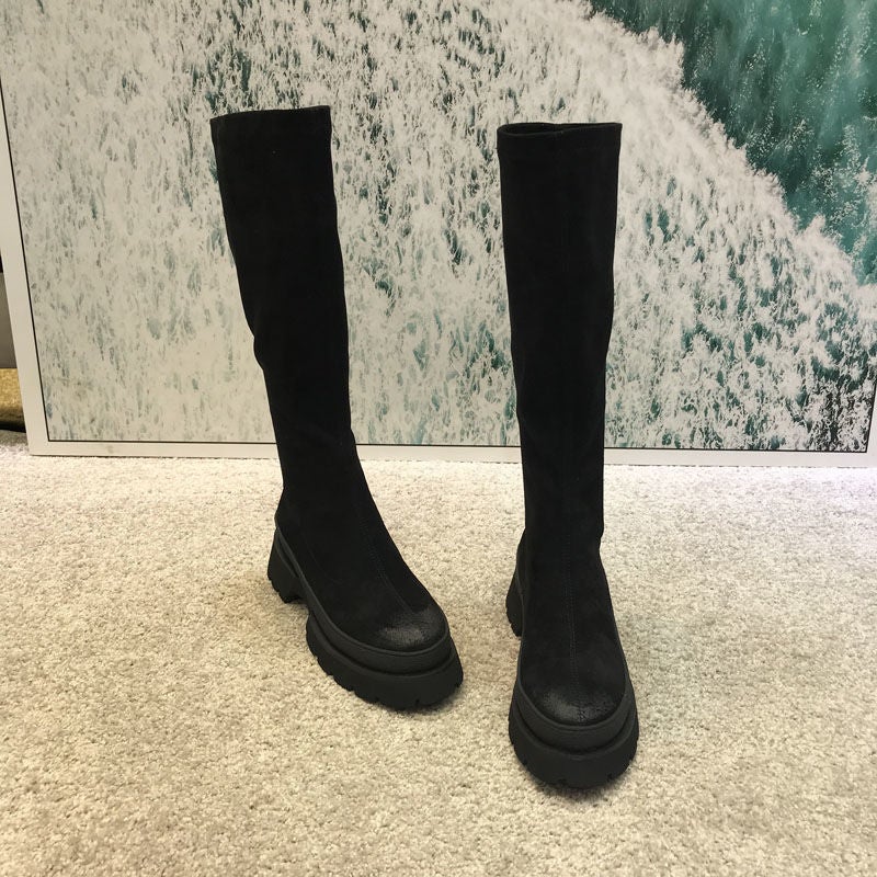 Dames Hoge Laarzen – Stretch Pasvorm & Chunky Zool