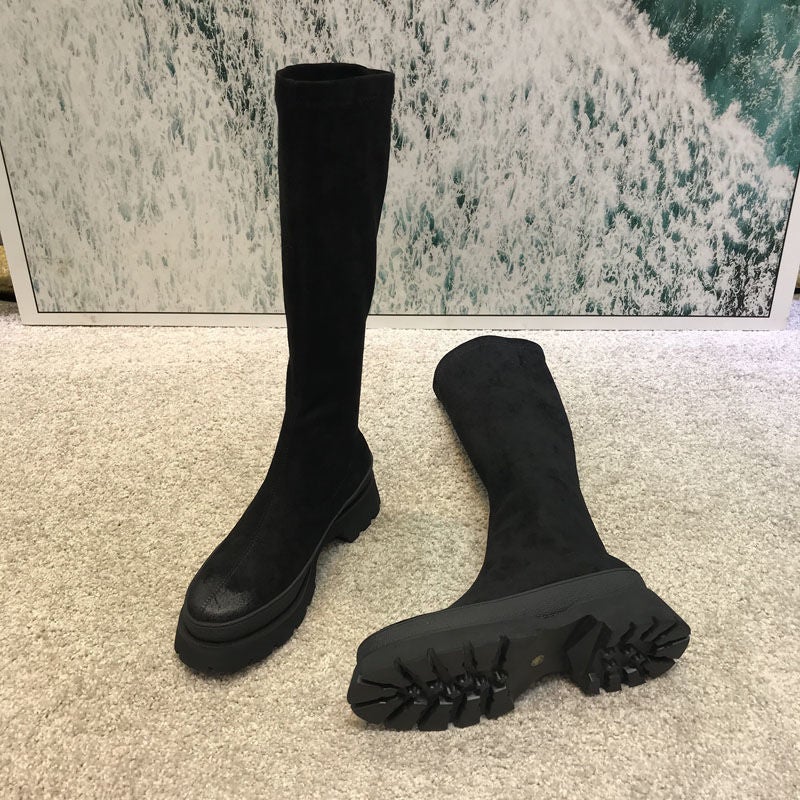 Dames Hoge Laarzen – Stretch Pasvorm & Chunky Zool