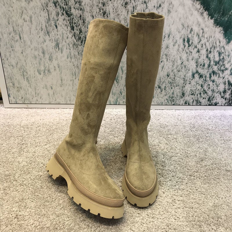 Dames Hoge Laarzen – Stretch Pasvorm & Chunky Zool
