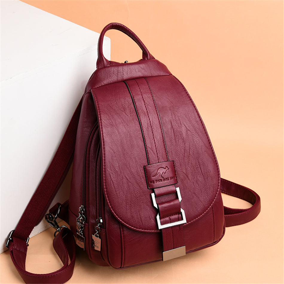 Multifunctionele Dames Rugtas – Stijlvolle Leren Schoudertas & Handtas