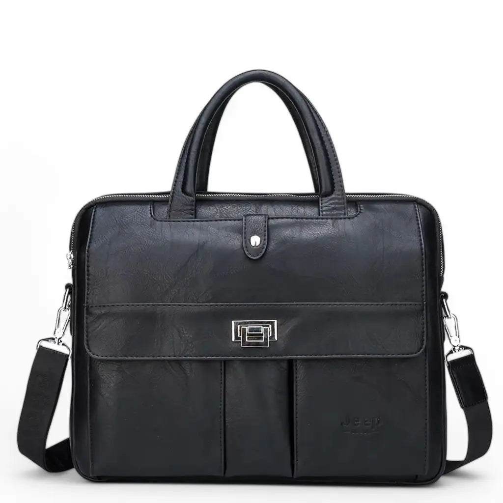 Luxe leren laptoptas 13.3 inch zwart – Stijlvol & professioneel