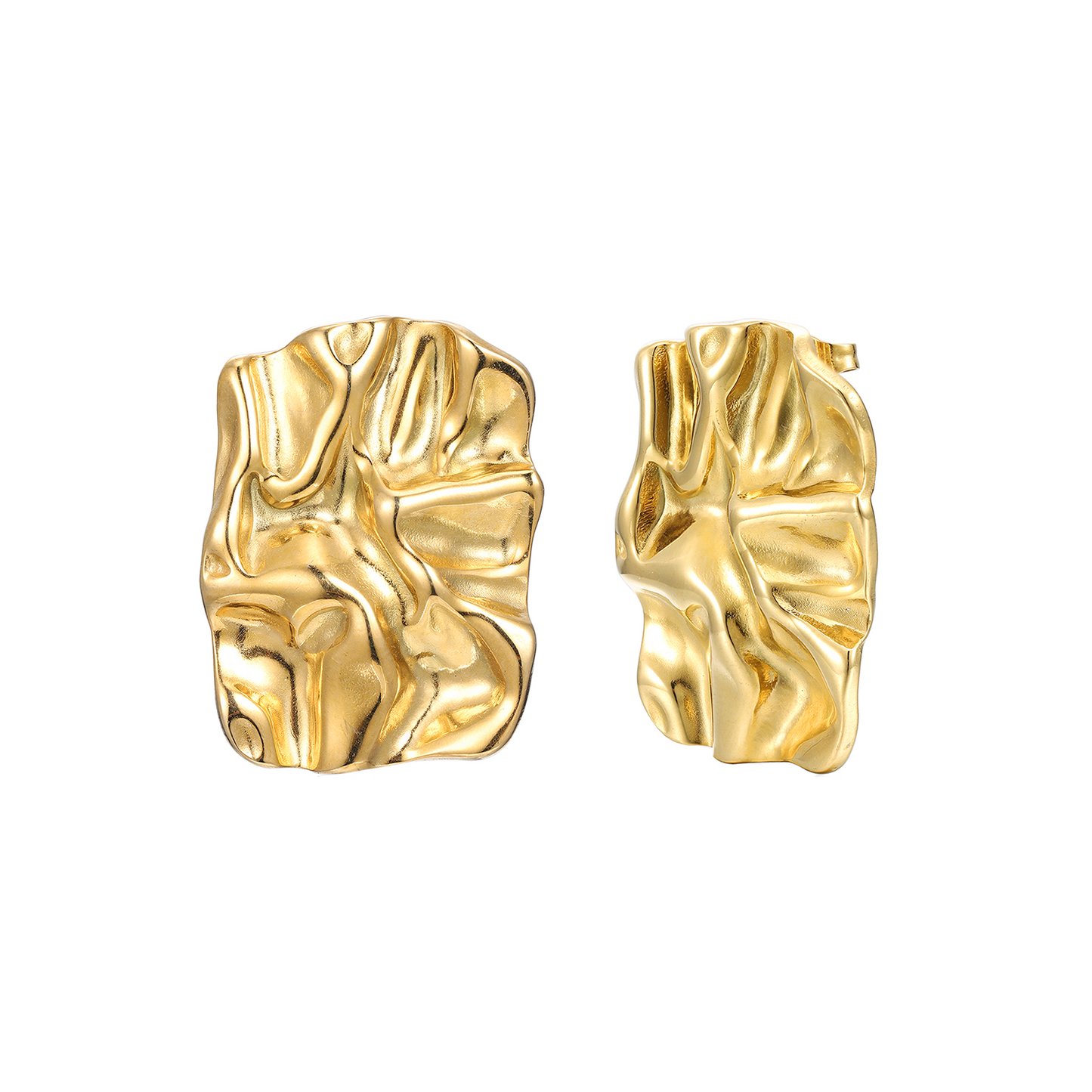 Goudkleurige Statement Oorbel – Gesmolten Effect - Modern & Artistiek Design
