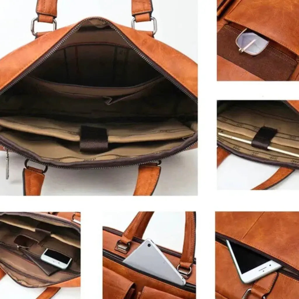 Luxe leren heren laptoptas 13 inch bruin – Tijdloos & praktisch
