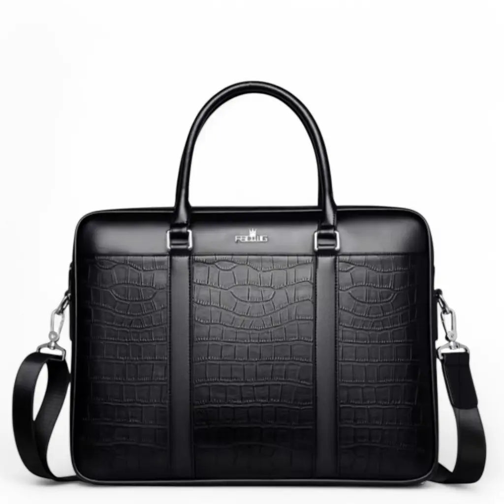 Stoere leren laptoptas 13 inch – Luxe krokodillenprint & zakelijke look