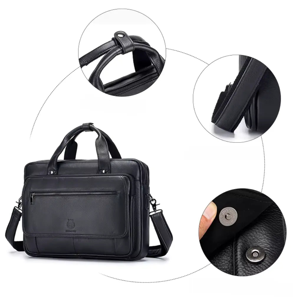 Leren Laptoptas Zwart – Elegant & Ruim
