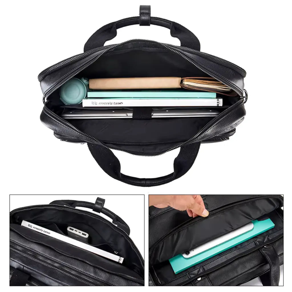 Leren Laptoptas Zwart – Elegant & Ruim