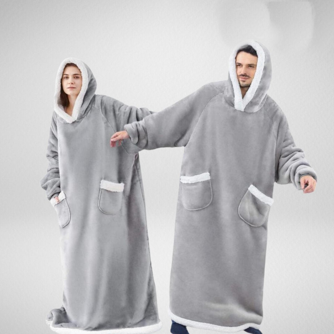 Oversized Hoodie Deken met Mouwen – Unisex Fleece Draagbare Deken