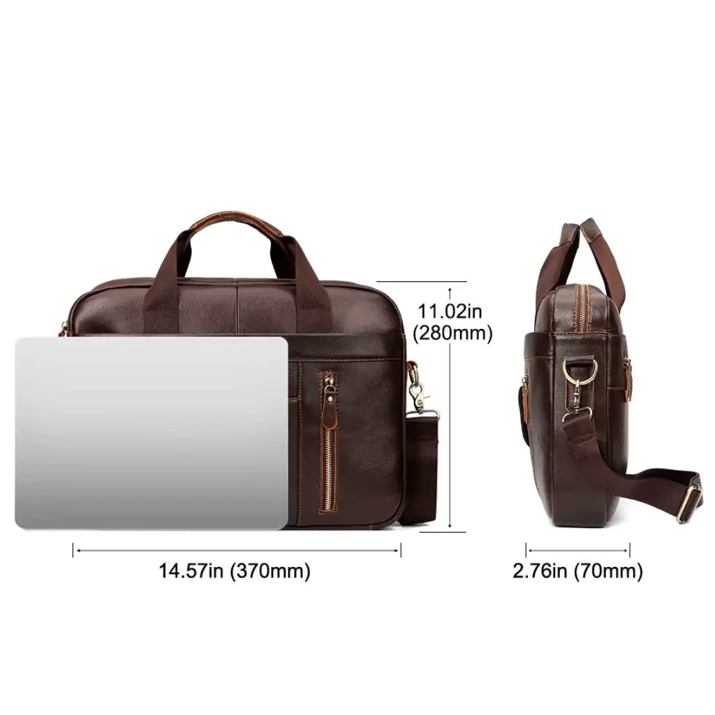 Luxe heren laptoptas 13 inch – Echt leer, stijlvol & praktisch