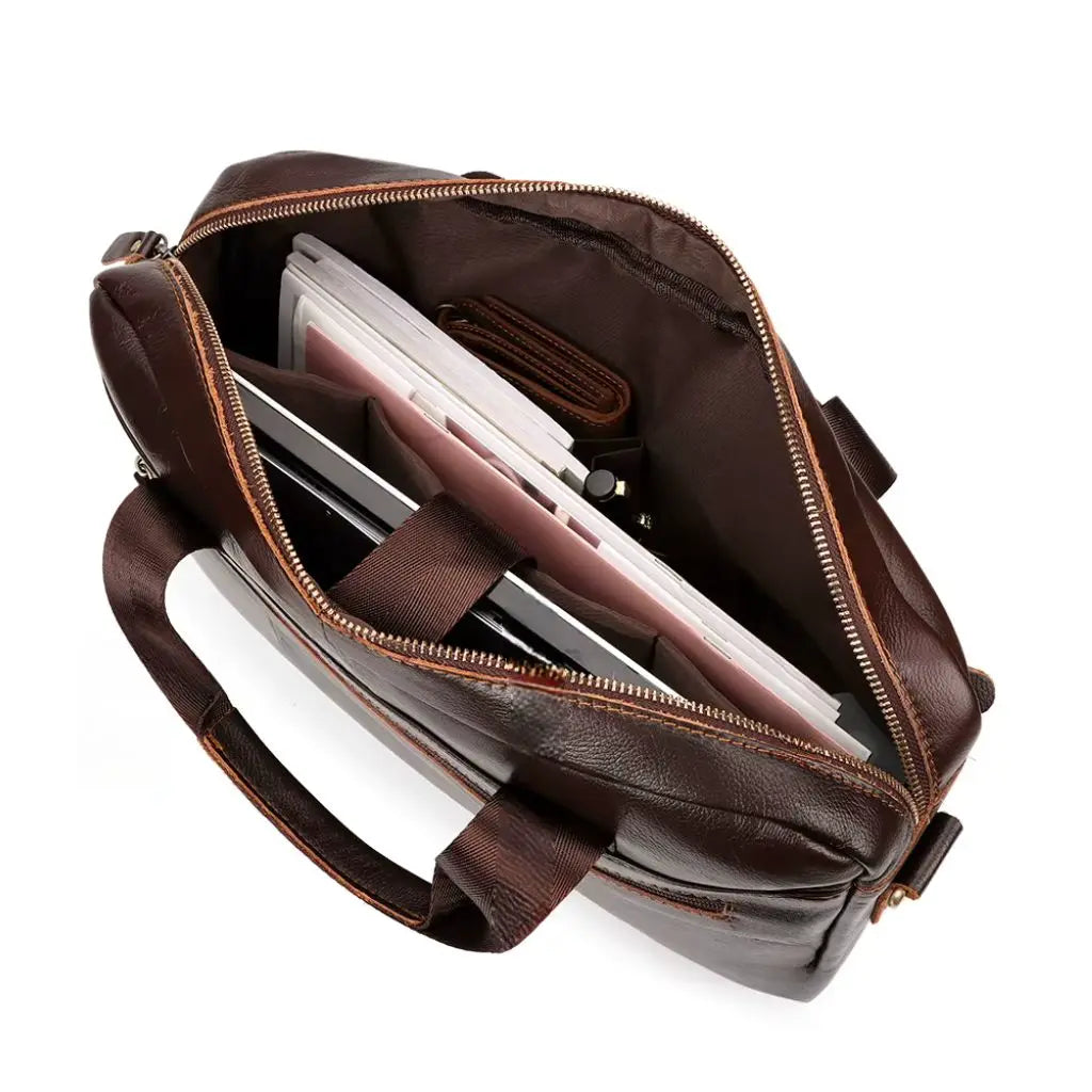 Luxe heren laptoptas 13 inch – Echt leer, stijlvol & praktisch