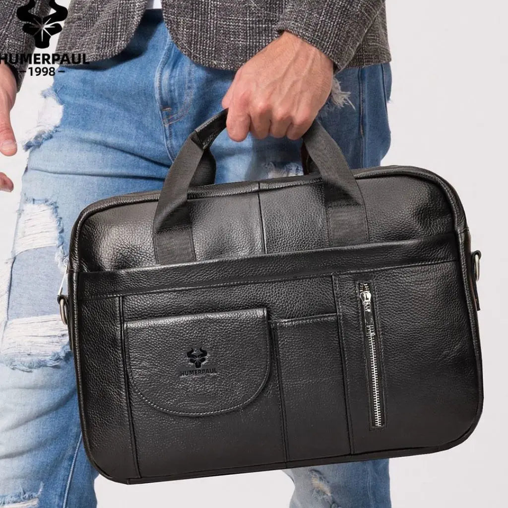 Luxe heren laptoptas 13 inch – Echt leer, stijlvol & praktisch